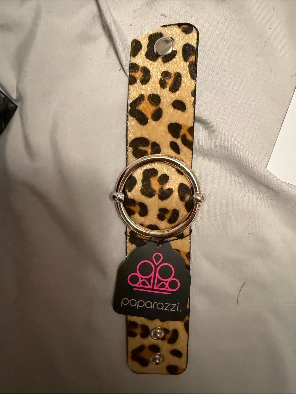 paparazzi Leopard Print Ring Buckle Bracelet - Tan & Black